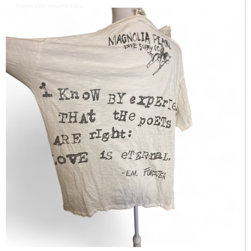 Magnolia Pearl Love Poets Tee NWT One Size Boho Graphic Cotton Shirt - Picture 5 of 8
